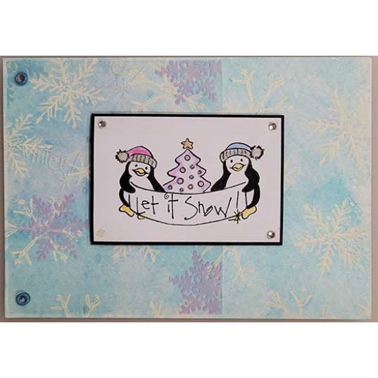 Penguins with Banner Cling Rubber Stamp