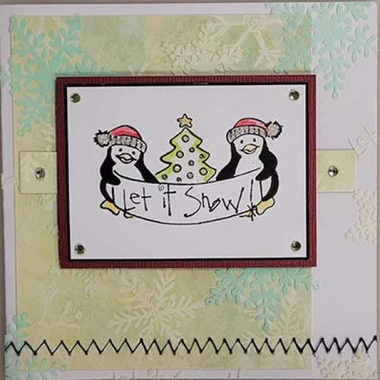 Penguins with Banner Cling Rubber Stamp