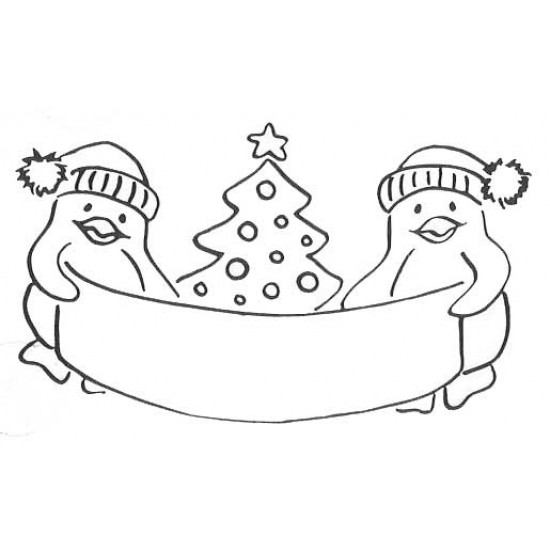 Penguins with Banner Cling Rubber Stamp