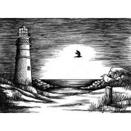 Sunset at Sea Cling Rubber Stamp